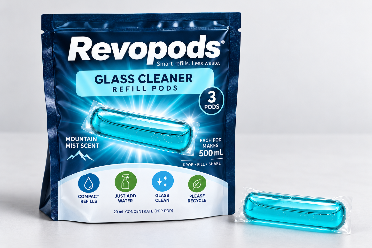 Glass Cleaner Refills capsules with zipper bag refills capsules